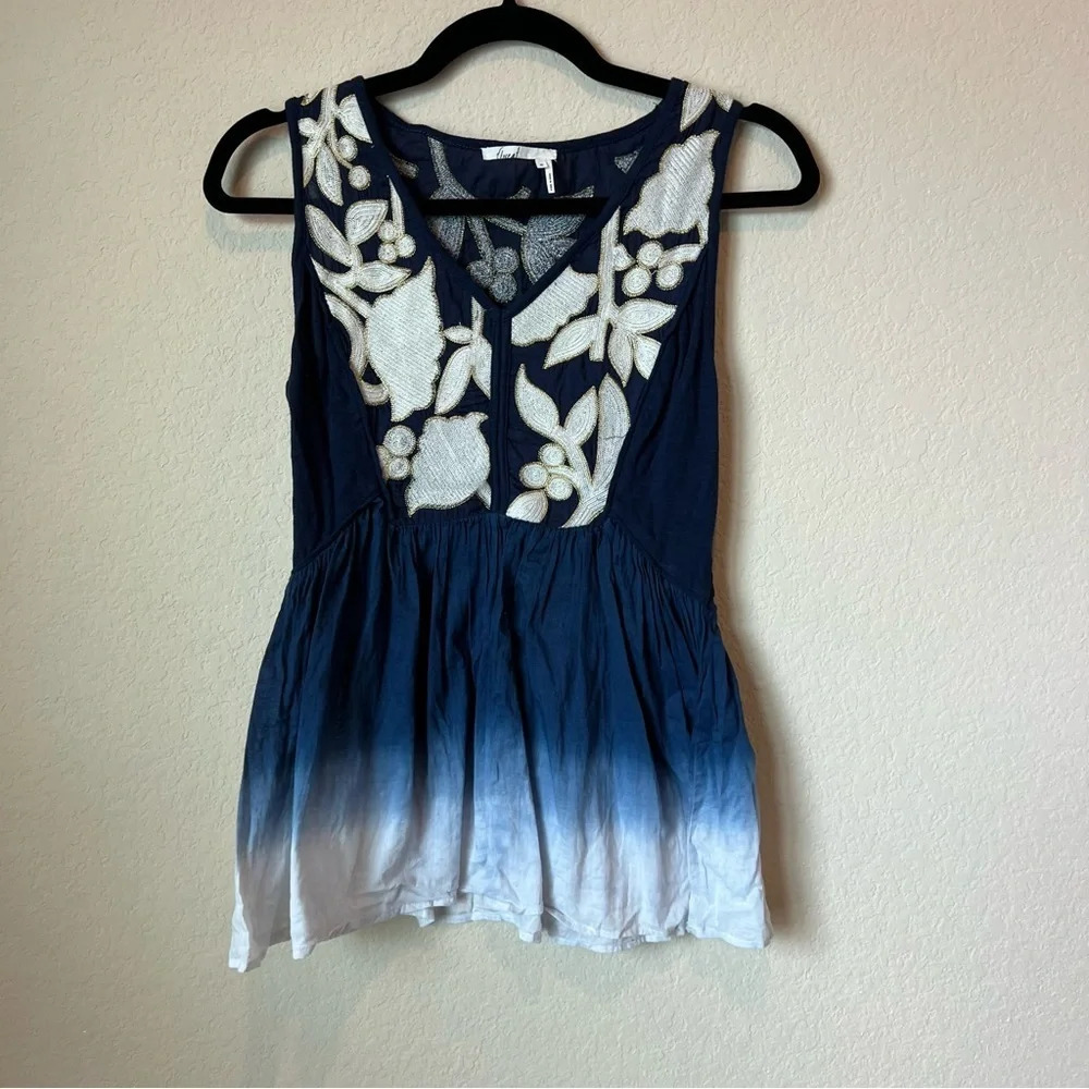 Anthropologie Floreat Floral embroidered tank top